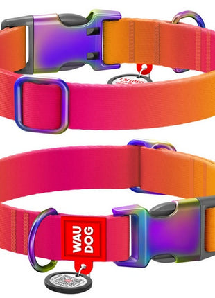 Collar WauDog Recycled Obroża nylonowa z QR-paszportem, gradient M 20mm x 28-40cm pomarańczowy