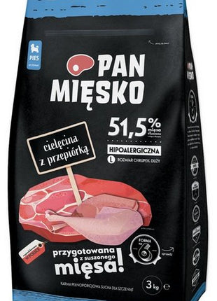 Pan Mięsko Karma sucha dla psa - dla szczeniąt cielęcina i przepiórka chrupki L 3kg