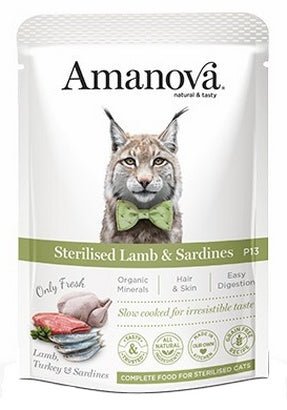 Amanova Cat Sterilised Lamb & Sardines - jagnięcina i sardynki saszetka 85g [P13]