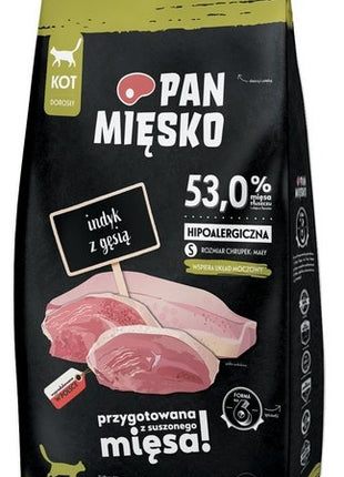 Pan Mięsko Karma sucha dla kota - indyk i gęś chrupki S 1,6kg