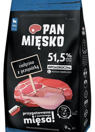 Pan Mięsko Karma sucha dla psa - dla szczeniąt cielęcina i przepiórka chrupki L 9kg