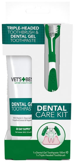 Vet's Best Dental żel + szczoteczka zestaw Adult