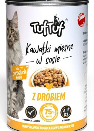 TUF TUF Kawałki mięsne z drobiem dla kota puszka 415g