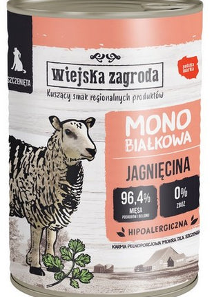 Wiejska Zagroda Monobiałkowa Jagnięcina dla szczeniąt puszka 400g