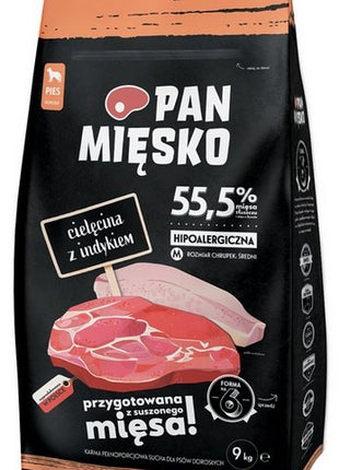 Pan Mięsko Karma sucha dla psa - cielęcina i indyk chrupki M 9kg