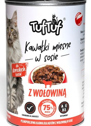 TUF TUF Kawałki mięsne z wołowiną dla kota puszka 415g