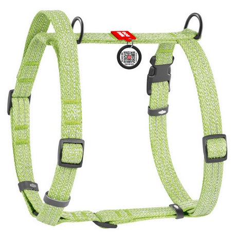 Collar WauDog Re-Cotton Szelki z rączką z regenerowanej bawełny anatomiczne w kształcie litery H, odblaskowe z QR-paszportem, plastikowy fastex, L jasnozielone