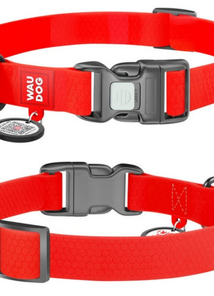 Collar Waterproof Obroża wodoodporna z QR-paszportem, plastikowy fastex, M 20mm/28-40cm czerwona