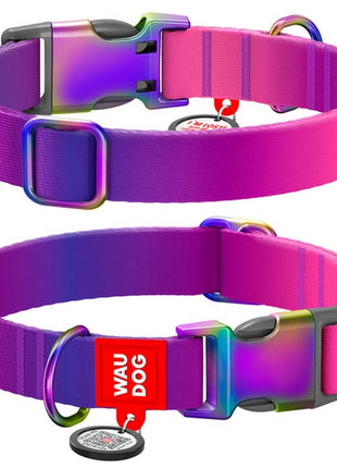Collar WauDog Recycled Obroża nylonowa z QR-paszportem, gradient S 15mm/25-35cm fioletowy
