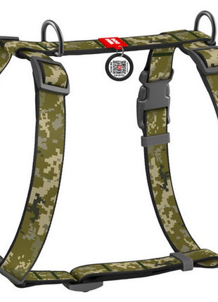 Collar WauDog Nylon Szelki nylonowe anatomiczne w kształcie litery H, z QR-paszportem, plastikowy fastex, wzór MILITARY, rozmiar L 25mm