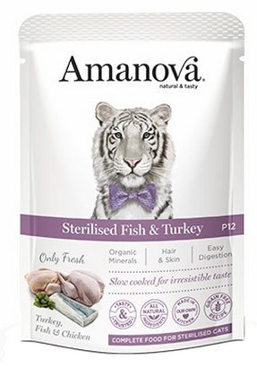 Amanova Cat Sterilised Fish & Turkey - biała ryba i indyk saszetka 85g [P12]
