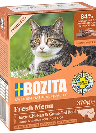 Bozita Sterilised z Extra Kurczakiem i wołowiną kawałki w galaretce kartonik 370g