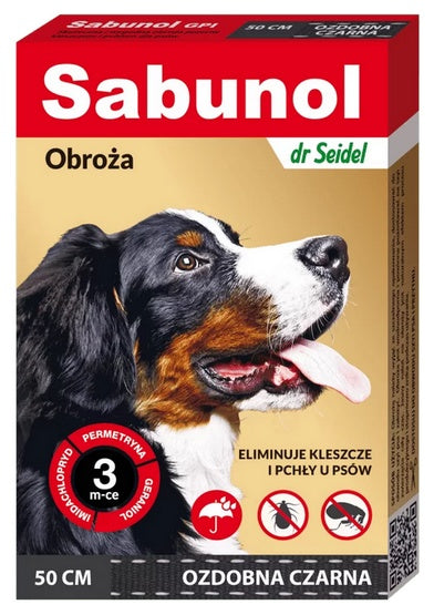 Sabunol GPI Obroża przeciw pchłom dla psa ozdobna czarna 50cm