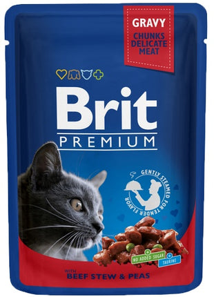 Brit Premium Cat Adult Wołowina + Groszek saszetka 100g