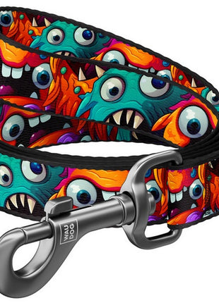 Collar WauDog Nylon Smycz nylonowa L-XXL 25mm/200cm, wzór ZĘBATE POTWORY