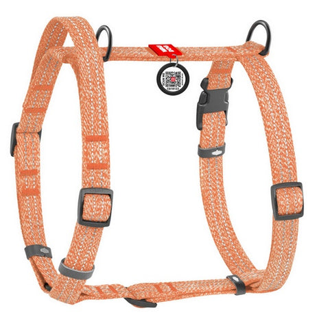 Collar WauDog Re-Cotton Szelki z rączką z regenerowanej bawełny anatomiczne w kształcie litery H, odblaskowe z QR-paszportem, plastikowy fastex, M pomarańczowe
