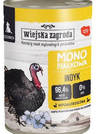 Wiejska Zagroda Monobiałkowa Indyk dla szczeniąt puszka 400g