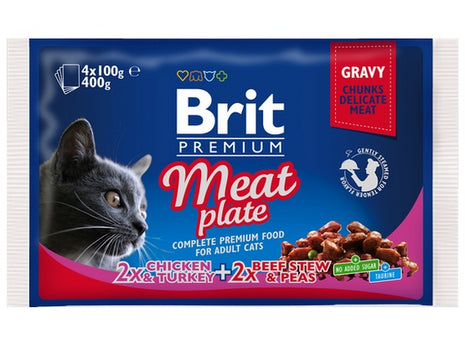 Brit Premium Cat Adult Meat Plate saszetki 4x100g