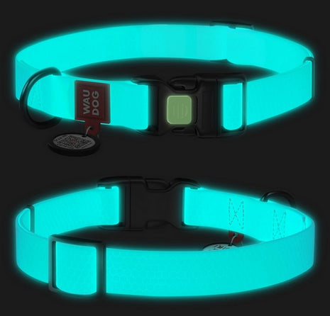 Collar WauDog Waterproof Obroża wodoodporna z QR-paszportem, akumulująca światło, plastikowy fastex, 15mm/25-35cm