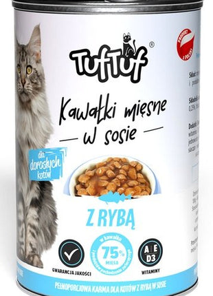 TUF TUF Kawałki mięsne z rybą dla kota puszka 415g