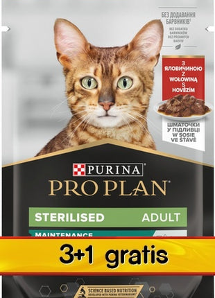 Purina Pro Plan Cat Sterilised wołowina saszetka 4x85g 3+1 gratis