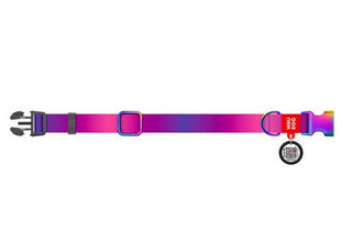 Collar WauDog Recycled Obroża nylonowa z QR-paszportem, gradient M 20mm/28-40cm fioletowy