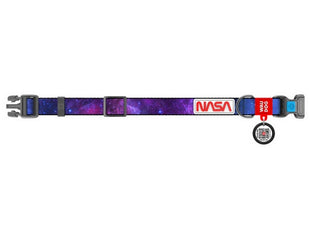 Collar WauDog Nylon Obroża nylonowa z QR-paszportem, plastikowy fastex, wzór NASA21, 15mm/25-35cm