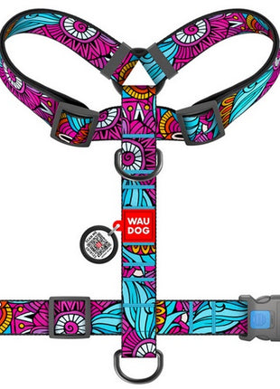 Collar WauDog Nylon Szelki nylonowe anatomiczne w kształcie litery H, z QR-paszportem, plastikowy fastex, wzór LATO, rozmiar XL 35mm