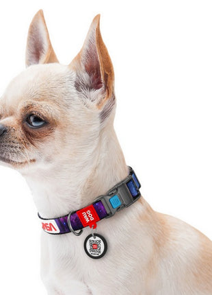 Collar WauDog Nylon Obroża nylonowa z QR-paszportem, plastikowy fastex, wzór NASA21, 20mm/28-40cm