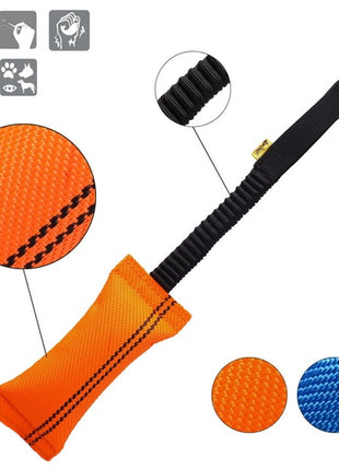 Dingo Zabawka dla psa - Szarpak z węża strażackiego z rączką bungee pomarańczowy