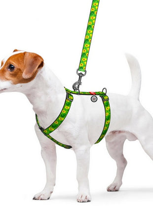 Collar WauDog Nylon Szelki nylonowe anatomiczne w kształcie litery H, z QR-paszportem, plastikowy fastex, wzór AWOKADO, rozmiar S 15mm