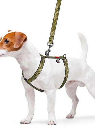 Collar WauDog Nylon Szelki nylonowe anatomiczne w kształcie litery H, z QR-paszportem, plastikowy fastex, wzór MILITARY, rozmiar S 15mm