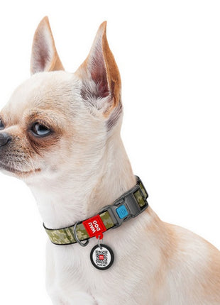 Collar WauDog Nylon Obroża nylonowa z QR-paszportem, plastikowy fastex, wzór MILITARY, S 15mm/25-35cm
