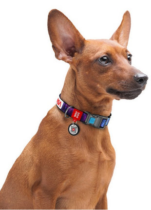 Collar WauDog Nylon Obroża nylonowa z QR-paszportem, plastikowy fastex, wzór NASA, 15mm/25-35cm