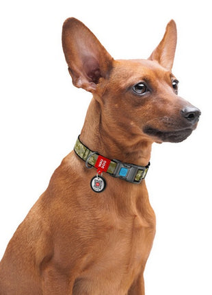 Collar WauDog Nylon Obroża nylonowa z QR-paszportem, plastikowy fastex, wzór MILITARY, S 15mm/25-35cm