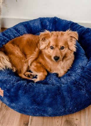 MIMIKO Pets Legowisko Shaggy okrągłe XL 75cm chabrowe