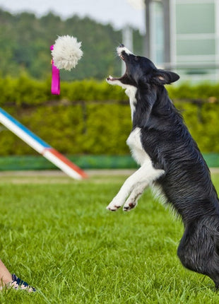 Dingo Zabawka dla psa - Szarpak Naturalne futro owcze bungee różowy