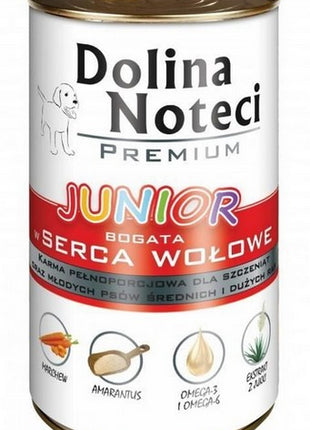 Dolina Noteci Premium Pies Junior Serca wołowe puszka 400g