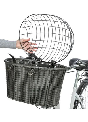 Trixie Handlebar Bicycle Basket with Wire Hood Anthracite - For dogs and cats up to 7kg