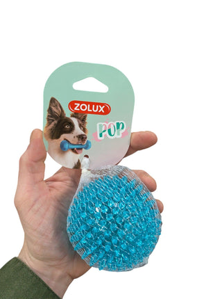 Zolux Pop TPR Spiky Ball Turquoise – Fetch Ball with Gum Massage – 8 cm