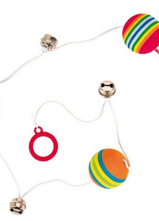 Trixie Piłki tęczowe na gumce z piórkiem [TX-4133]