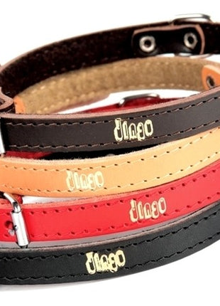 Dingo Obroża skórzana podszyta filcem 1,0x24cm czerwona