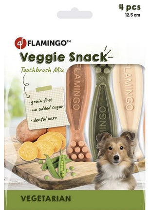 Flamingo Veggie gryzak szczoteczka 12,5cm/4szt