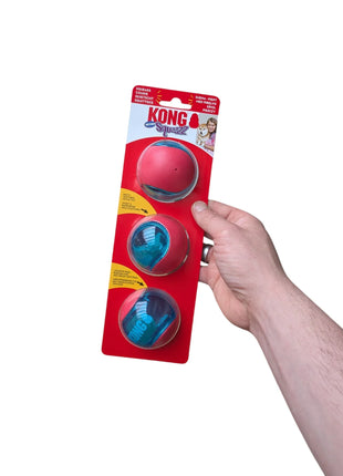 Kong Squeez Action Red - 3 pieces - Extra high bouncing ball for dogs with squeaker