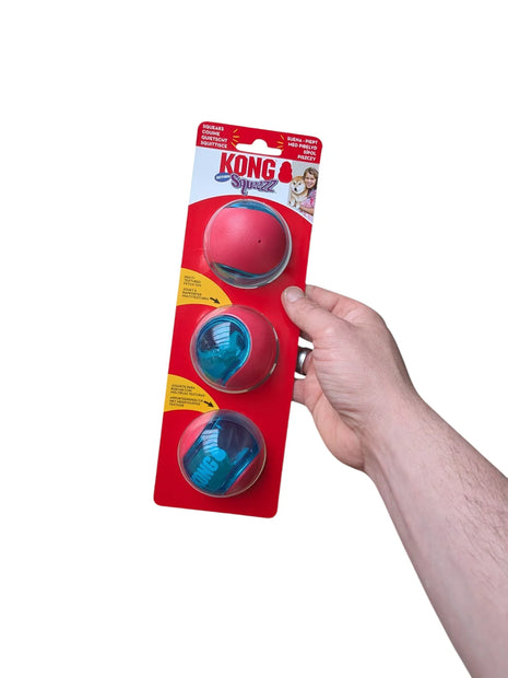 Kong Squeez Action Red - 3 pieces - Extra high bouncing ball for dogs with squeaker