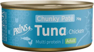 Prins Chunky Pâté Tuna &amp; Chicken – Luxury Grain-Free Cat Food with Tuna and Chicken (24x70g)